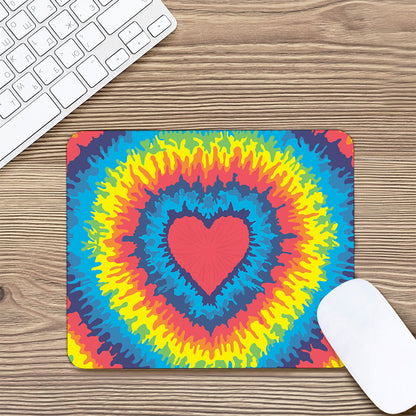 Rainbow Heart Tie Dye Print Mouse Pad