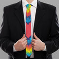 Rainbow Heart Tie Dye Print Necktie