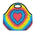 Rainbow Heart Tie Dye Print Neoprene Lunch Bag