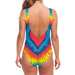 Rainbow Heart Tie Dye Print One Piece Swimsuit