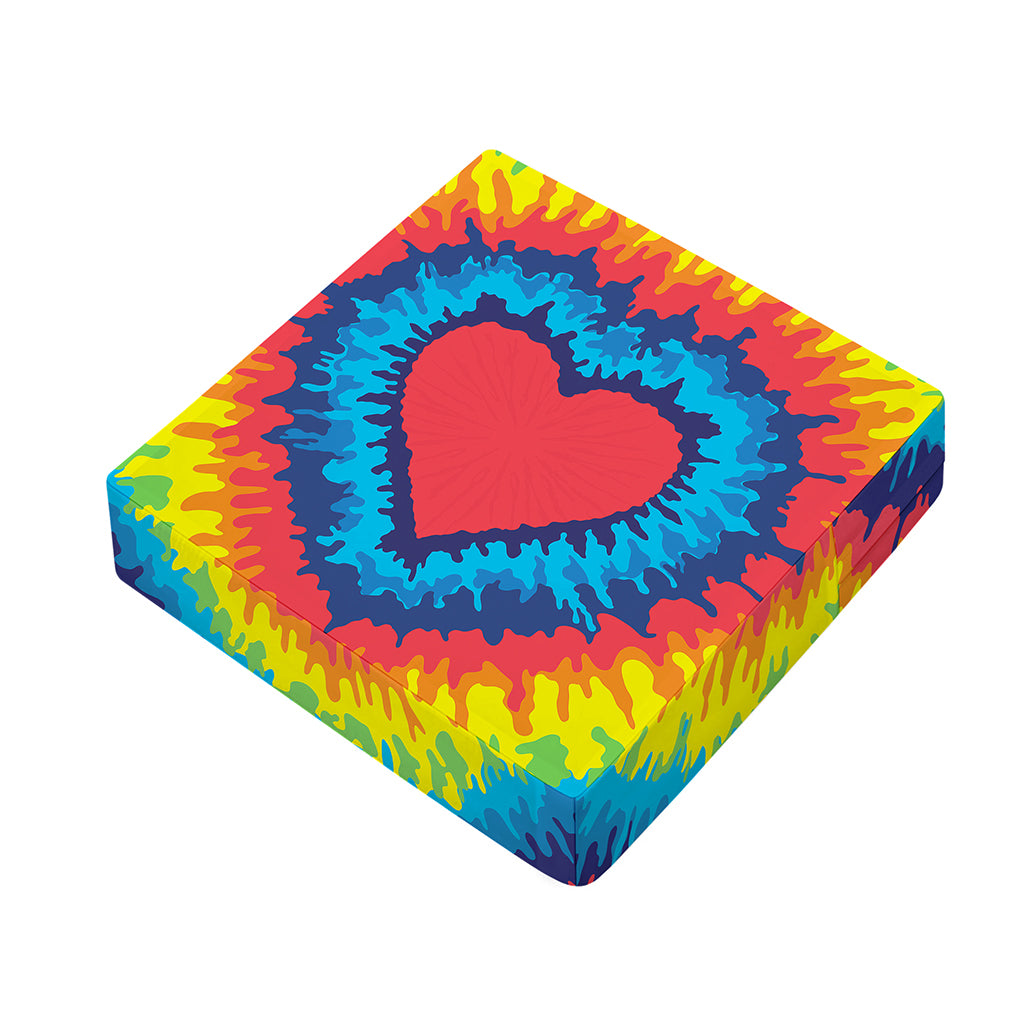 Rainbow Heart Tie Dye Print Outdoor Seat Cushion Cover