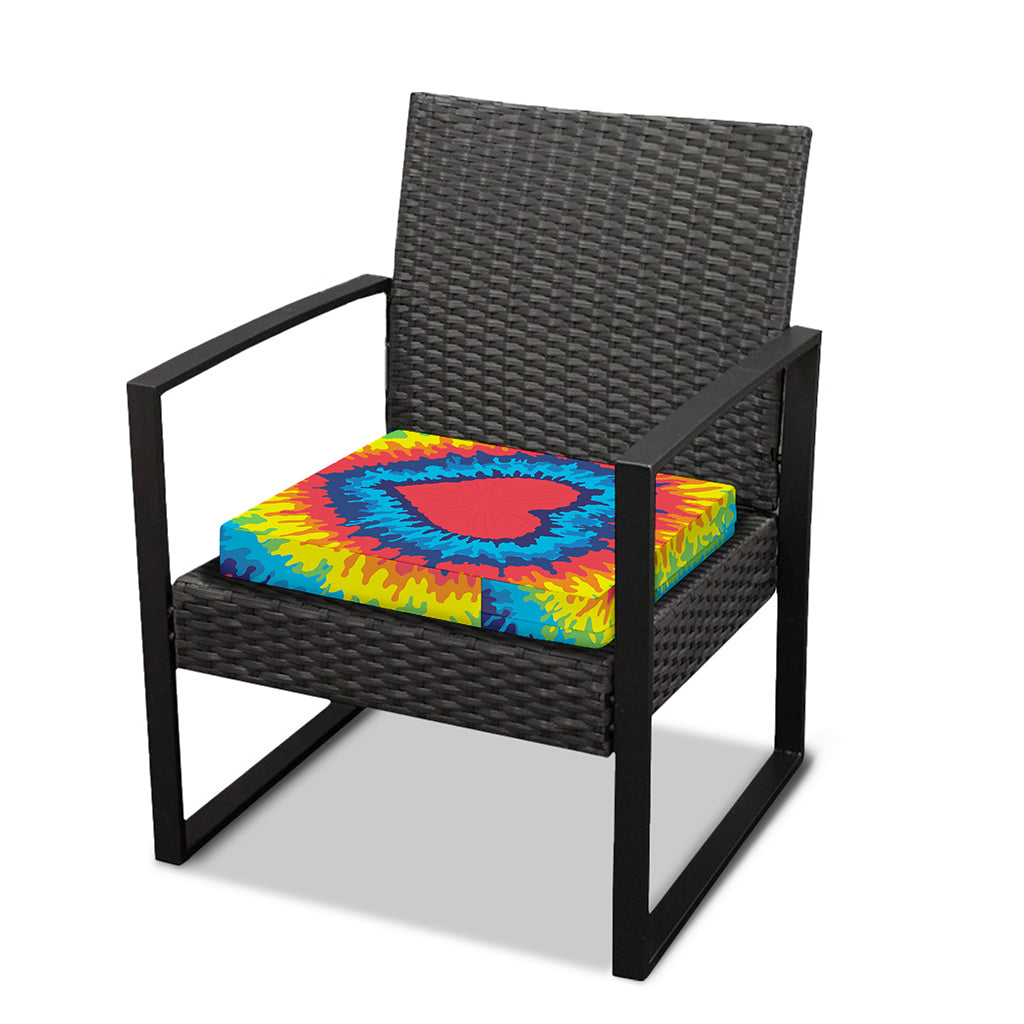 Rainbow Heart Tie Dye Print Outdoor Seat Cushion Cover