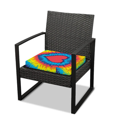 Rainbow Heart Tie Dye Print Outdoor Seat Cushion Cover