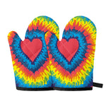 Rainbow Heart Tie Dye Print Oven Mitts