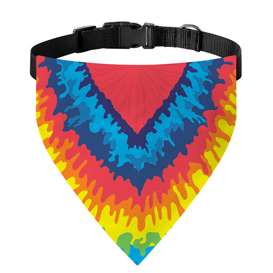 Rainbow Heart Tie Dye Print Over The Collar Dog Bandana