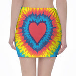 Rainbow Heart Tie Dye Print Pencil Mini Skirt