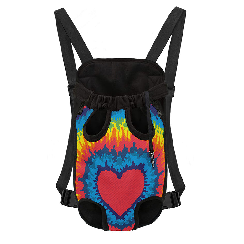 Rainbow Heart Tie Dye Print Pet Carrier Backpack