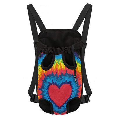 Rainbow Heart Tie Dye Print Pet Carrier Backpack