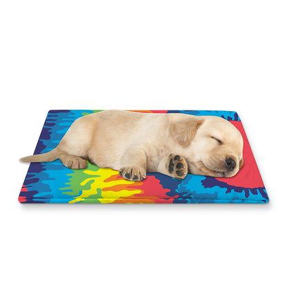 Rainbow Heart Tie Dye Print Pet Cooling Mat Cover