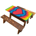 Rainbow Heart Tie Dye Print Picnic Table Cover