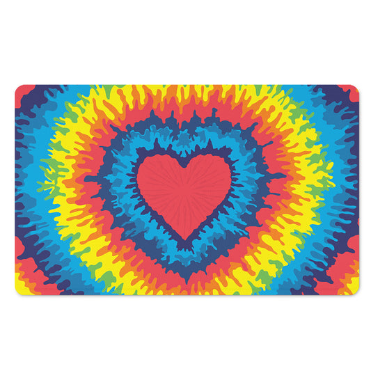 Rainbow Heart Tie Dye Print Polyester Doormat