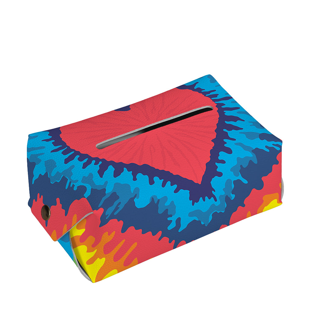 Rainbow Heart Tie Dye Print Rectangle Tissue Box Cover