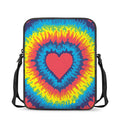 Rainbow Heart Tie Dye Print Rectangular Crossbody Bag