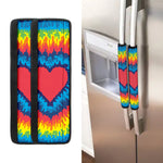 Rainbow Heart Tie Dye Print Refrigerator Handle Covers