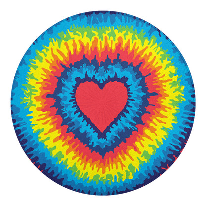Rainbow Heart Tie Dye Print Round Blanket