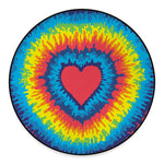Rainbow Heart Tie Dye Print Round Floor Mat