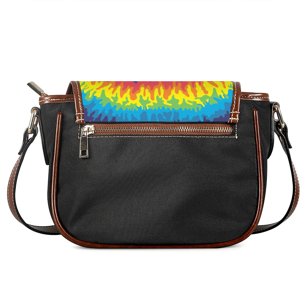 Rainbow Heart Tie Dye Print Saddle Bag