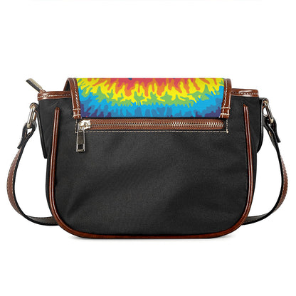 Rainbow Heart Tie Dye Print Saddle Bag