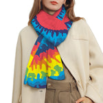Rainbow Heart Tie Dye Print Scarf