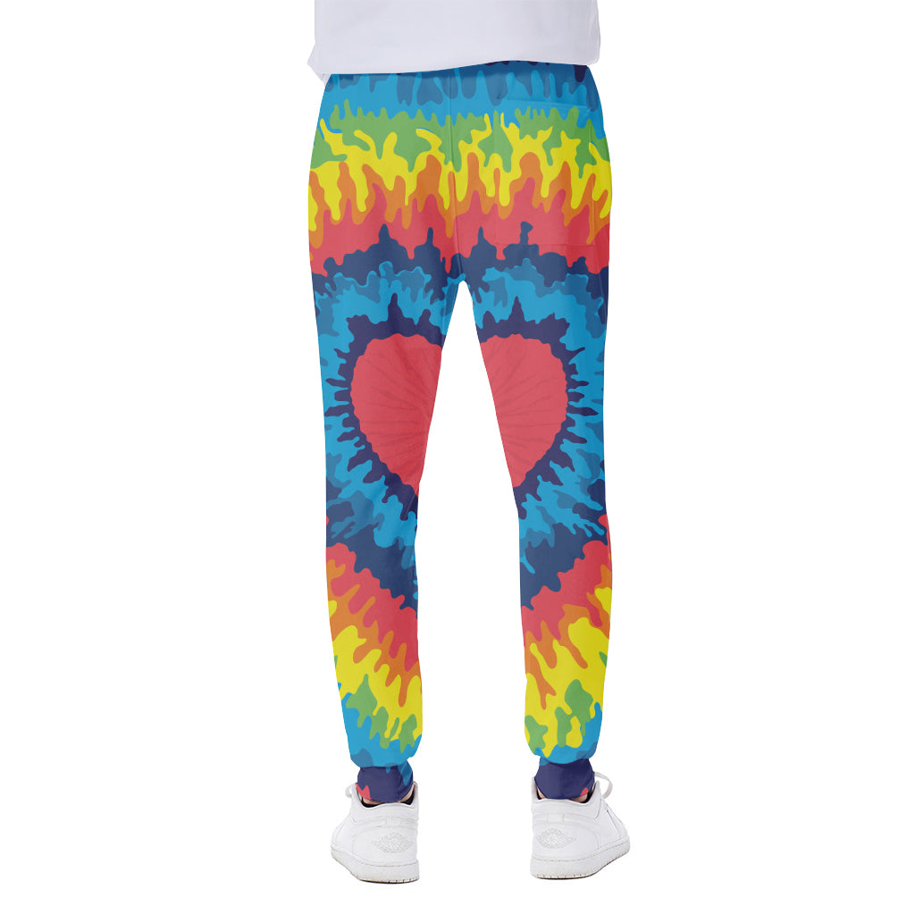 Rainbow Heart Tie Dye Print Scuba Joggers