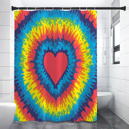 Rainbow Heart Tie Dye Print Shower Curtain
