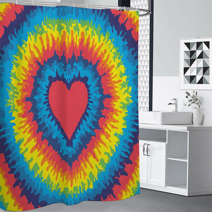 Rainbow Heart Tie Dye Print Shower Curtain
