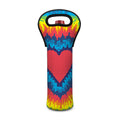 Rainbow Heart Tie Dye Print Single Neoprene Wine Tote