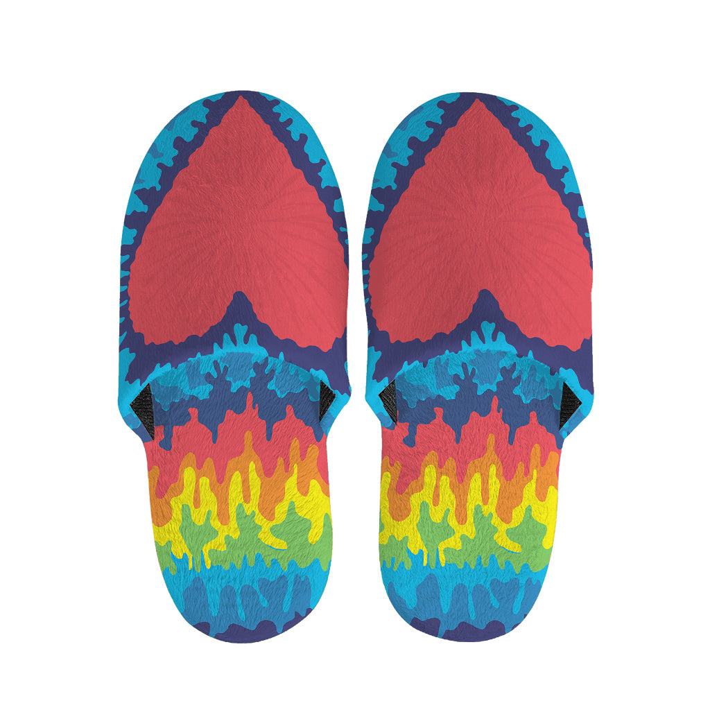 Rainbow Heart Tie Dye Print Slippers