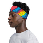 Rainbow Heart Tie Dye Print Sports Headband