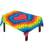 Rainbow Heart Tie Dye Print Tablecloth
