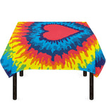 Rainbow Heart Tie Dye Print Tablecloth