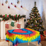 Rainbow Heart Tie Dye Print Tablecloth