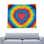 Rainbow Heart Tie Dye Print Tapestry