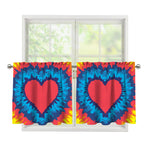 Rainbow Heart Tie Dye Print Tier Curtains