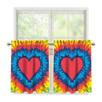 Rainbow Heart Tie Dye Print Tier Curtains