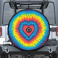 Rainbow Heart Tie Dye Print Tire Cover With Camera Hole