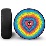 Rainbow Heart Tie Dye Print Tire Cover With Camera Hole