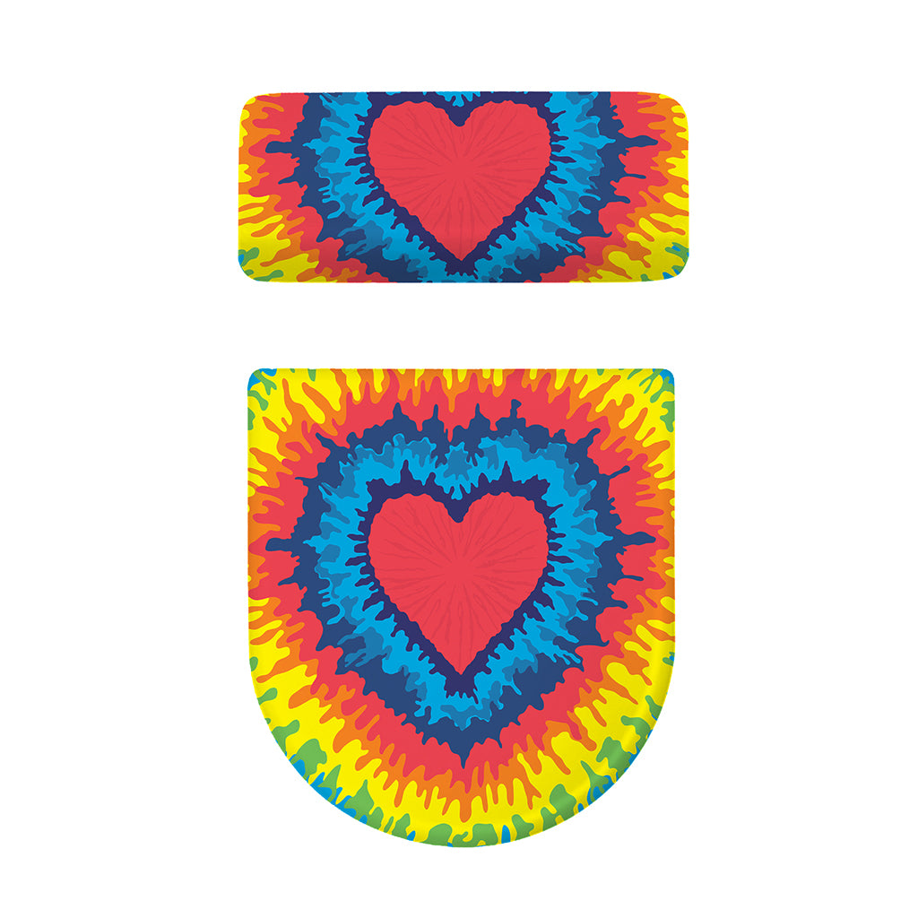 Rainbow Heart Tie Dye Print Toilet Lid And Tank Cover Set