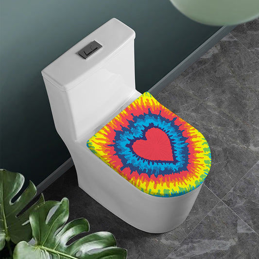 Rainbow Heart Tie Dye Print Toilet Lid Cover