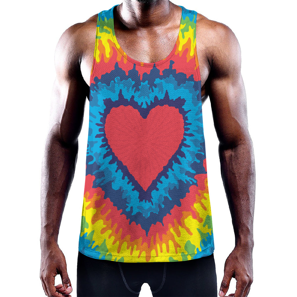 Rainbow Heart Tie Dye Print Training Tank Top