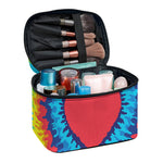 Rainbow Heart Tie Dye Print Travel Makeup Bag