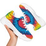 Rainbow Heart Tie Dye Print White Chunky Shoes