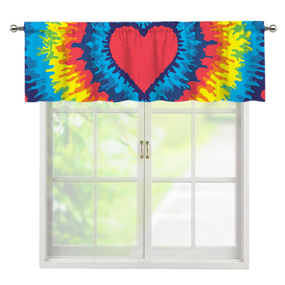 Rainbow Heart Tie Dye Print Window Valance