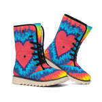 Rainbow Heart Tie Dye Print Winter Boots