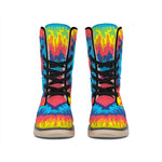 Rainbow Heart Tie Dye Print Winter Boots