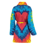 Rainbow Heart Tie Dye Print Women's Bathrobe