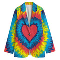 Rainbow Heart Tie Dye Print Women's Blazer