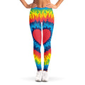 Rainbow Heart Tie Dye Print Women's Leggings