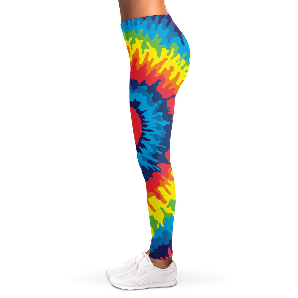 Rainbow Heart Tie Dye Print Women's Leggings