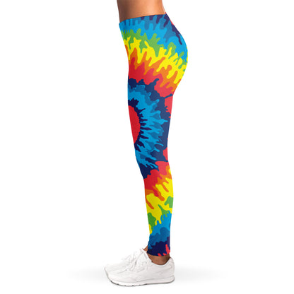 Rainbow Heart Tie Dye Print Women's Leggings